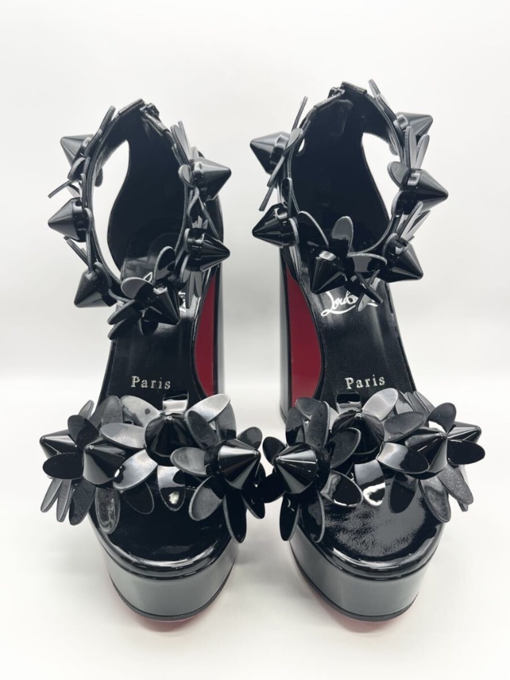 Christian Louboutin Daisy Spikes Alta 130 Black Patent Platform Sandals EU 36 - Picture 5 of 10